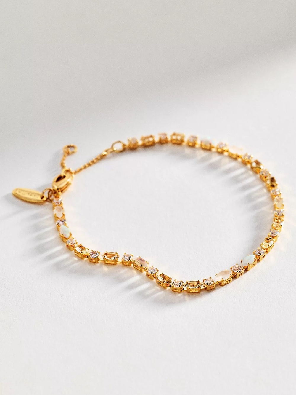 Anthropologie Colorful Crystal Tennis Bracelet - NWT - Pearl